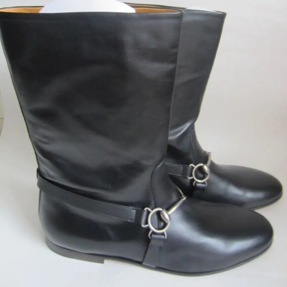 NEW DEADSTOCK with BOX Gucci Black Leather Horsebit Boots - Picture 1 of 16
